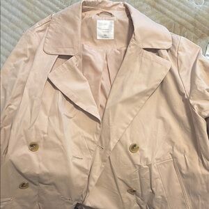 LC Lauren Conrad Pink Trench Coat with Wide Lapels